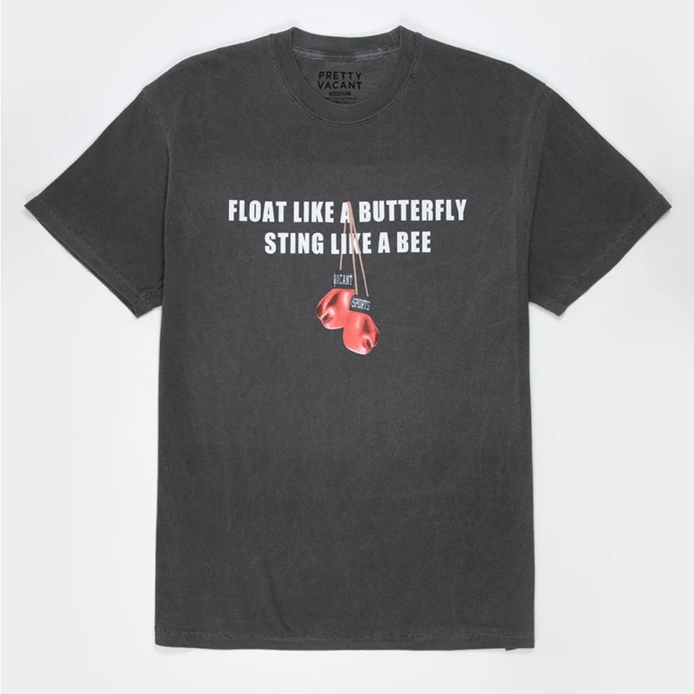 Pretty Vacant Men’s Washed Black Boxing Graphic T-Shirt Gray Medium Ali